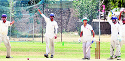 A cricket match between Ludhiana and Amritsar in progress at the PAU in Ludhiana on Tuesday