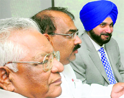 BJP leaders at a meeting in Chandigarh.