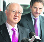 IAEA Director-General Yukiya Amano speaks to the media near Vienna on Tuesday.  AFP