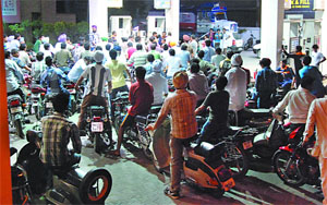 As soon as news about the steep rise in the petrol price was flashed, residents in Bathinda thronged the fuel stations across the city on Monday evening. 