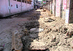 A dug-up road in ward no. 34