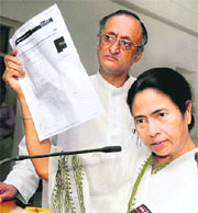 Mamata Banerjee talks to the media in Kolkata. 