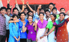 Students of GMSS-26 all smiles in Chandigarh on Thursday.