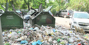 Heaps of garbage greet visitors to the Mini-Secretariat in Gurgaon. 