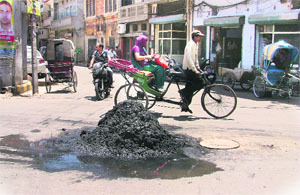 Sewage lies scattered in ward No 37.