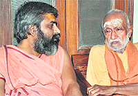 Swami Gyan Swaroop Sanand (right) at the Matra Sadan in Haridwar on Friday
