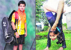 Naman is a badminton champion; (right) Manyata Kapoor is a yoga buff.