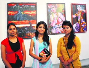 The group of young artists showcase their works.