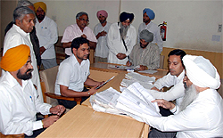 A hearing during the Lok Adalat in progress at Bathinda on Saturday