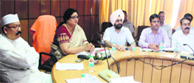 Uttarakhand Tourism Minister Amrita Rawat addresses a meeting of the officials of the department in Dehradun on Saturday.