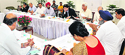 Deputy CM Sukhbir Badal at a meeting with industrialists in New Delhi