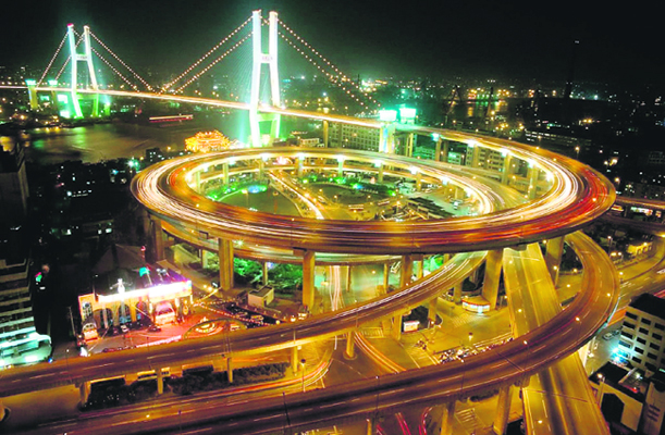 A view of Shanghai at night