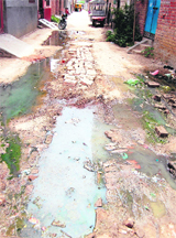 A dilapidated street in New Kapoor Nagar in Ward 33 in Amritsar.