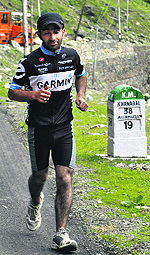 Tanveer Hussain ran a marathon from Srinagar to Pahalgam on Saturday