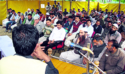 A counsellor interacts with released militants in Baramulla on Sunday