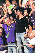 SRK celebrates after his team's victory