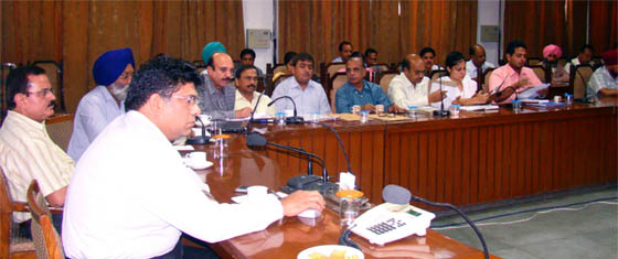 The meeting of the district coordination committee underway at the district administrative complex in Bathinda on Tuesday. 