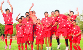 The team of the Chandigarh Football Academy in a joyous mood.