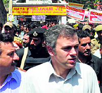 Chief Minister Omar Abdullah at the Kheer Bhawani shrine