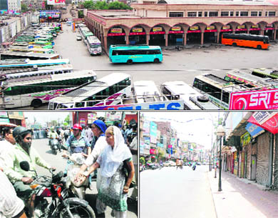 Public transport was hit as buses did not ply as normal; shops remained shut and activists of the SAD Women wing protest during the nationwide bandh call given by the NDA in Amritsar on Thursday.