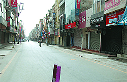 With all its shops closed in response to the Bharat Bandh by the SAD-BJP government, the otherwise crowded Dhobi Bazaar wore a deserted look on Thursday