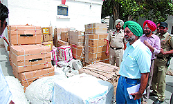 Captain YS Matta along with the officials of Excise and Taxation department during a surprise checking of goods at the Bathinda railway station