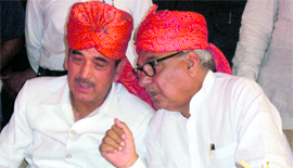 Chief Minister Bhupinder Singh Hooda interacts with Union Health Minister Gulam Nabi Azad during the foundation stone laying ceremony of AIIMS-II at Badhsa village in Jhajjar district.