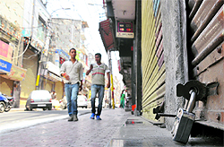 Shops remained closed during the nationwide bandh call given by various organisations against petrol price hike in Jammu on Thursday