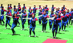 Students perform during the 124th Founders Day celebrations of Oak Grove School in Mussoorie on Friday