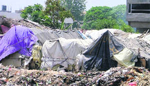 A view of shanties in the area
