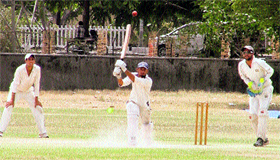 Abhilash of Chandigarh plays a shot during a match against Ludhiana in the Punjab State Inter-District Cricket Tournament (u-22) at the PAU on Saturday.