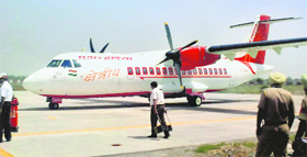 Air-India flight, which operats between Delhi and Ludhiana, parked at Sahnewal Airport near Ludhiana.