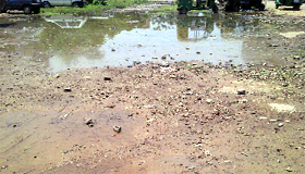 Water accumulated on ground due to the leakage in LIG flats.