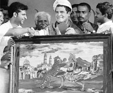 Congress General Secretary Rahul Gandhi with his supporters in Karnataka on Saturday. 