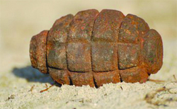 Labourers dug out grenades & ammunition from a field