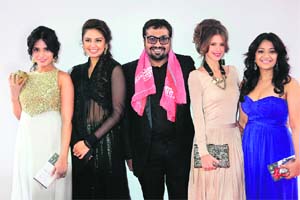Richa Chadda, Reema Sen and Huma Qureishi with Anurag and wife, Kalki Koechlin. Gangs of Wasseypur had well and truly descended on the Croisette