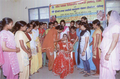 A training programme under the Swaran Jayanti Shehri Rozgar Yojna in progress in Bathinda. 