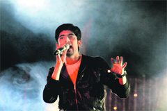 A singer performs during the summer festival in Shimla on Saturday night.