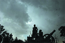 Clouds in the evening, as seen at the Bhai Kanhaiya Chowk in the city.