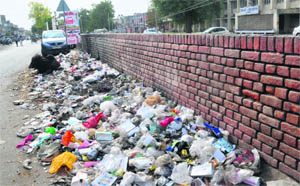 Litter outside the Civil Hospital in Ropar presents an ugly picture.
