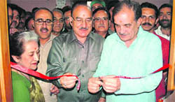 Birender Singh, AICC general secretary, inaugurates the media centre at the Congress office in Shimla on Tuesday. 