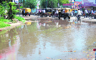 A water-logged street in Amritsar.