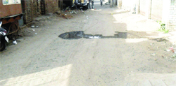 An unpaved road in Ward 29 in Amritsar. 