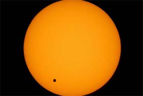 A view of what the Venus transit (movement of Venus as a black spot across the face of the sun) looked like and an image released by the NASA (right) capturing the celestial phenomenon