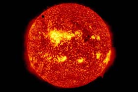 A view of what the Venus transit (movement of Venus as a black spot across the face of the sun) looked like and an image released by the NASA (right) capturing the celestial phenomenon
