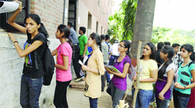 The aspirants submit their forms at the Faculty of Arts on Friday. 