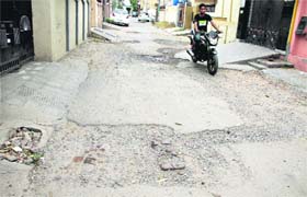 A broken road in Harbans Nagar in Ward 43 of Jalandhar