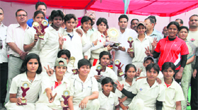The Benaras XI team that won the Arun Singh Kathait Memorial Womens Cricket Tournament in Dehradun on Thursday.