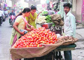 A vegetable vendor sells vegetables in Ludhiana on Thursday
