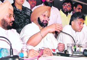 Capt Amarinder Singh at a Press meet in Ludhiana